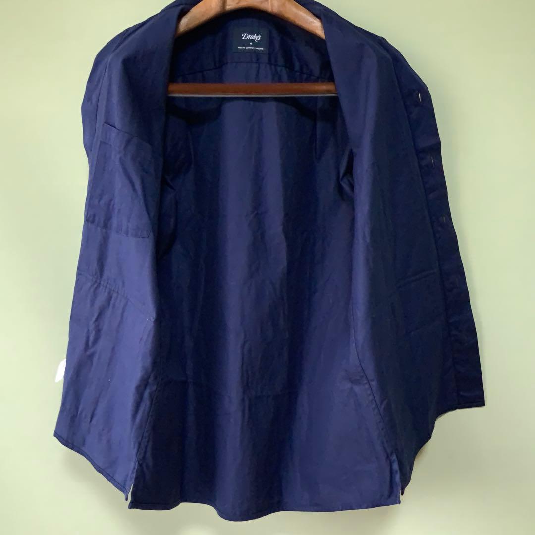 イギリス製Drake’sドレイクス チョアジャケットMネイビー コットン100％