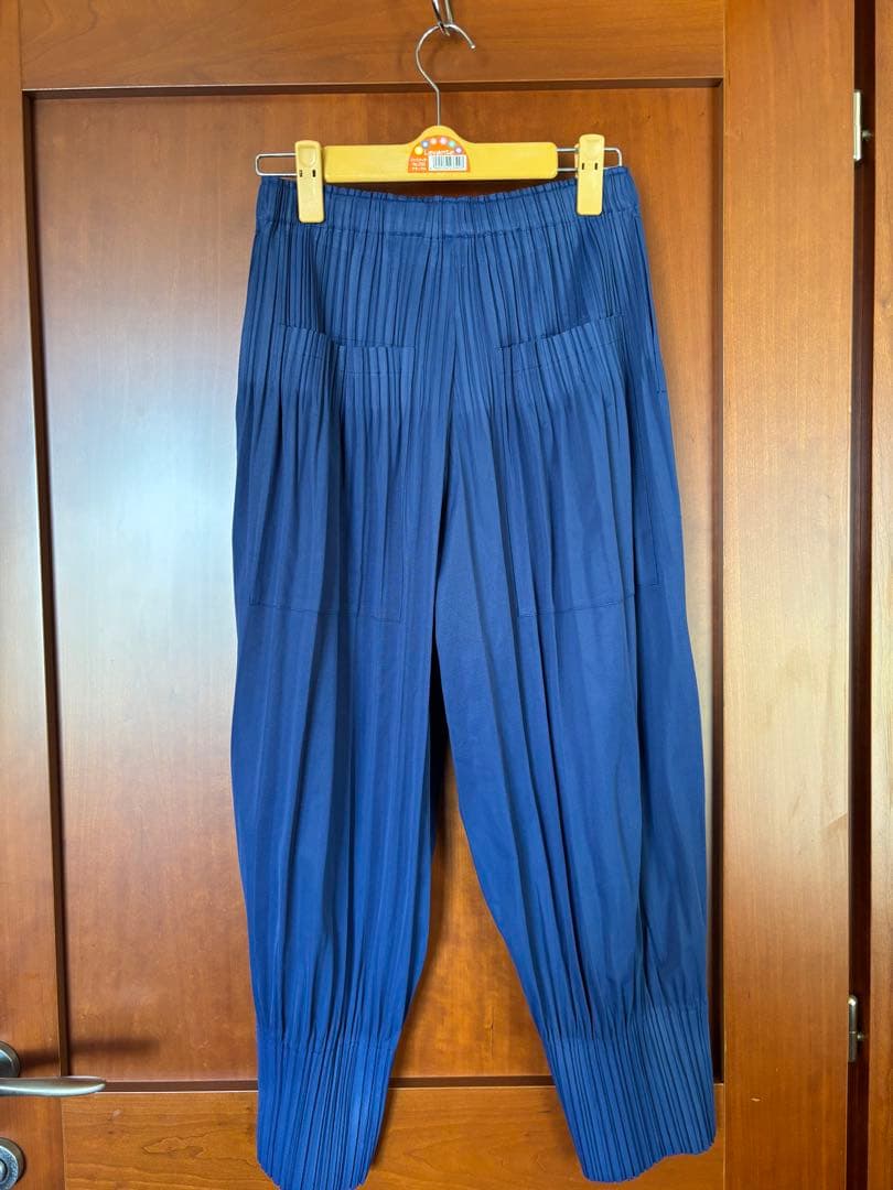 日本製イッセイミヤケプリーツプリーズパンツ　美品青系色2
