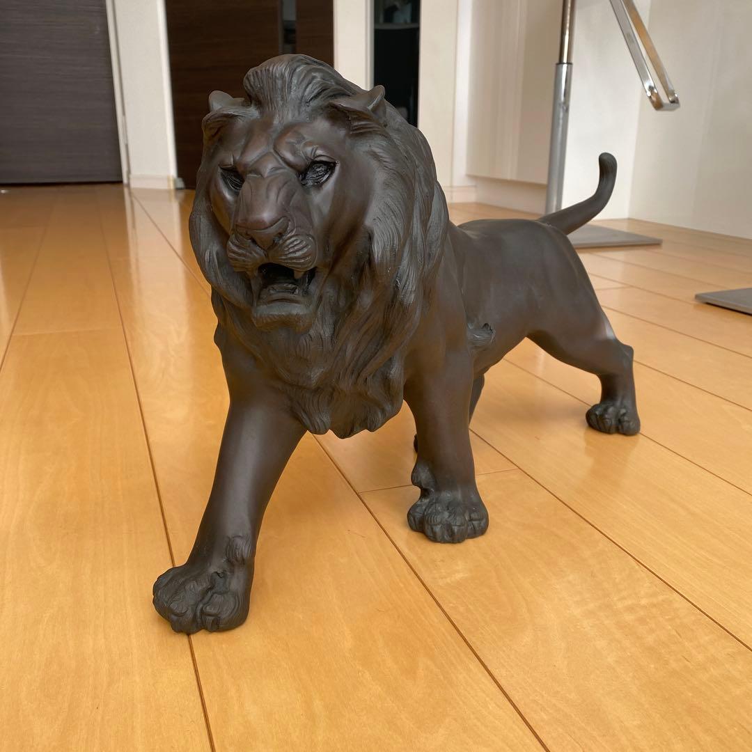 【ブロンズ像（ライオン）】インテリア　オブジェ　迫力、存在感　高品位