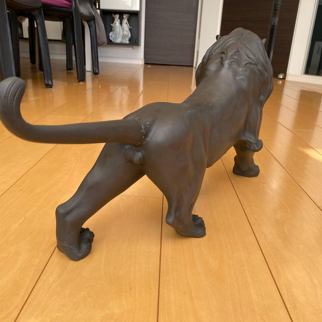 【ブロンズ像（ライオン）】インテリア　オブジェ　迫力、存在感　高品位