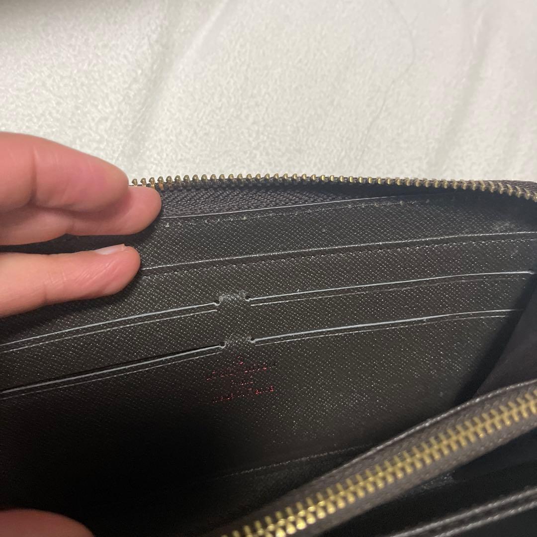 ダミエパターン 長財布 ゴールドファスナー