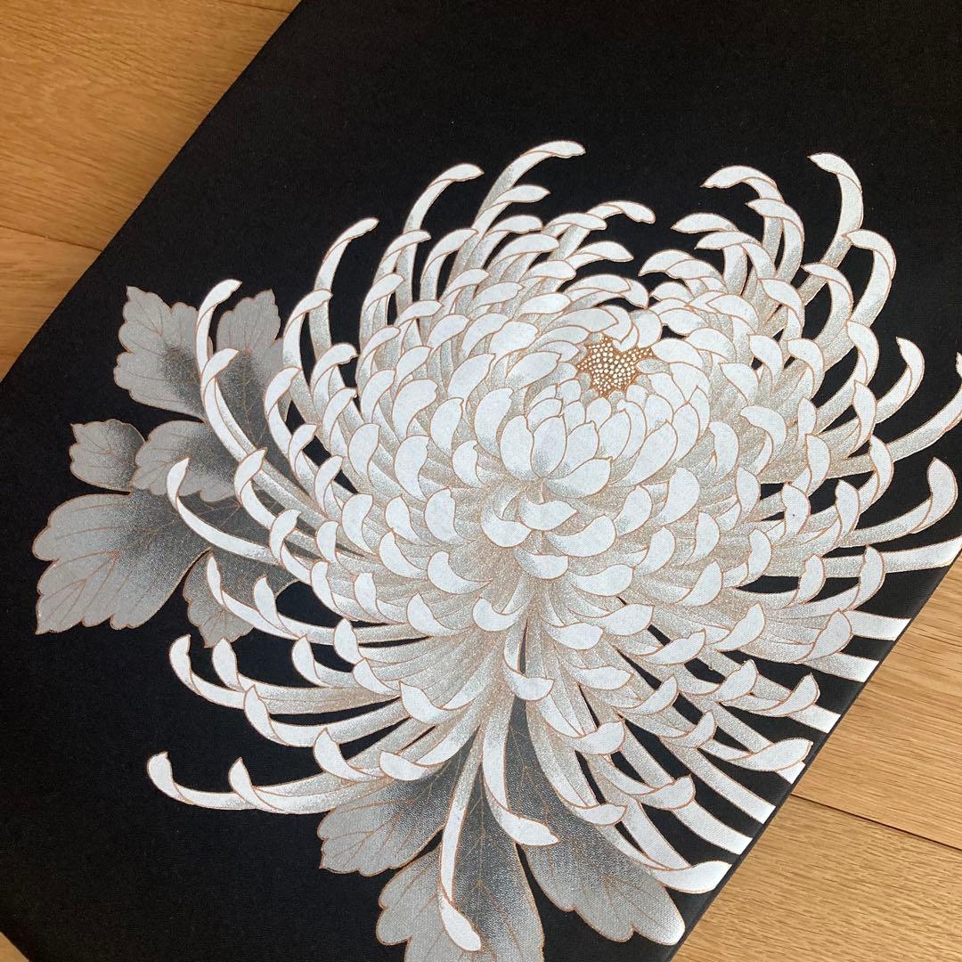 週末セール❤️新品未使用　正絹　名古屋帯 大輪　菊　ラメ　黒紫地