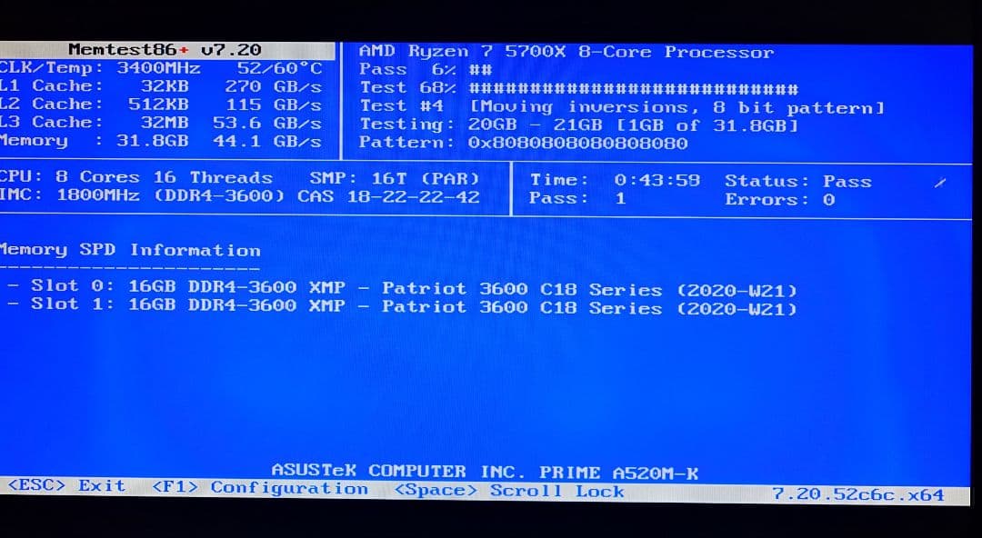 Patriot Viper DDR4 3600 16×2 32GB 動作確認済