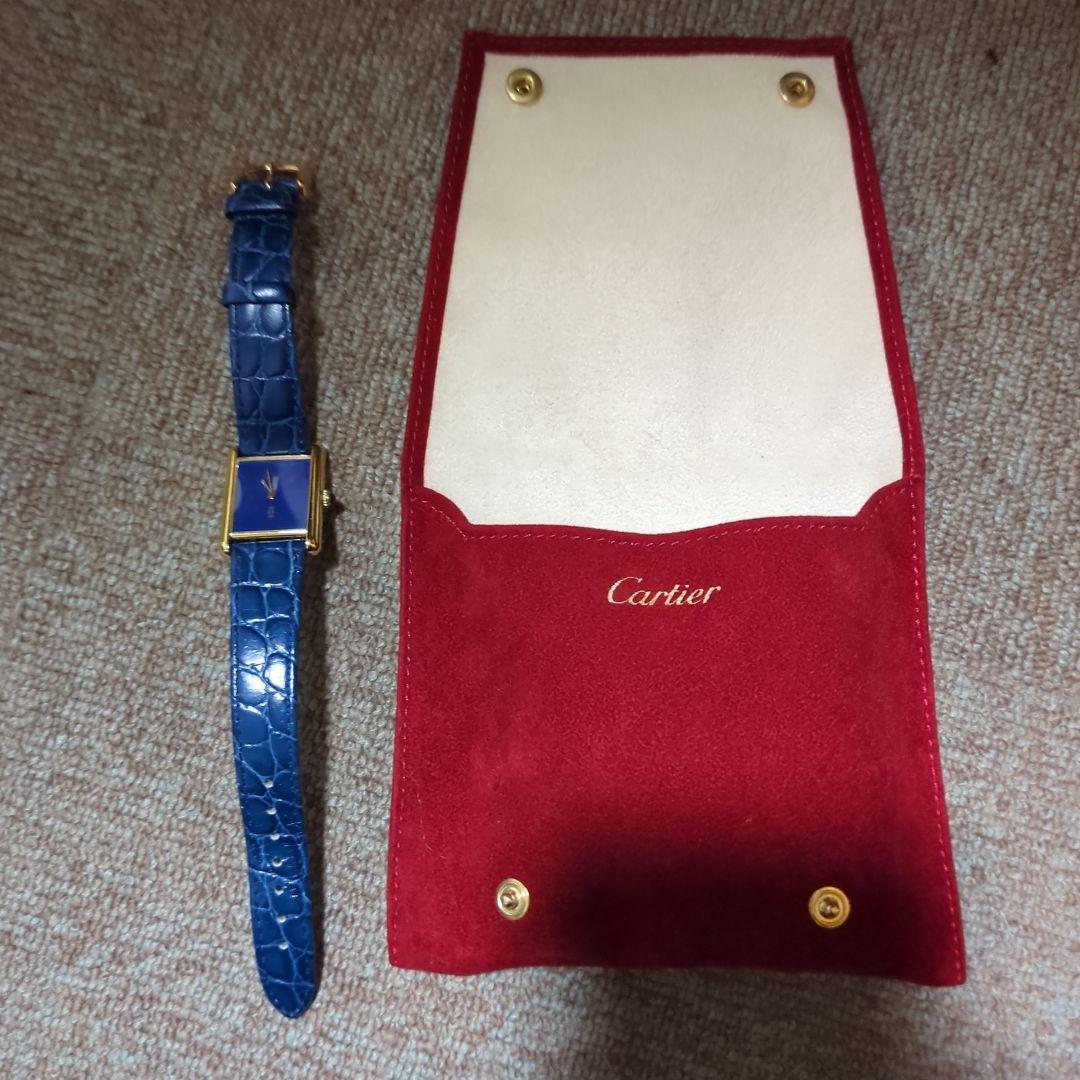 Cartierカルティエ青文字盤レザーベルト 時計