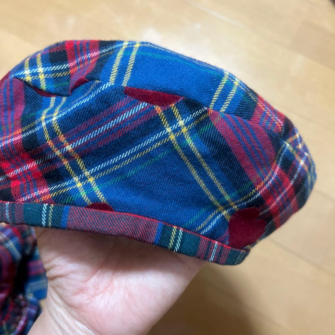 HEIHEI ハート模様 チェック柄 帽子 スカーフ セット