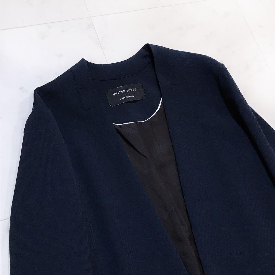 UNITED TOKYO ユナイテッドトウキョウ ノーカラージャケット ネイビー