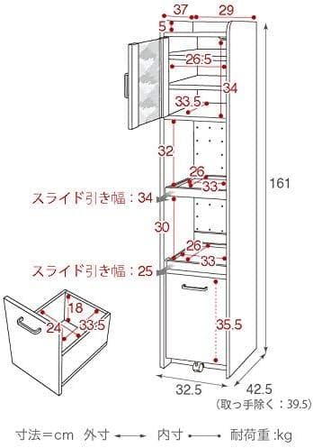 JKプラン 隙間収納 キッチン ミニ 食器棚 FKC-1532-WH ホワイト