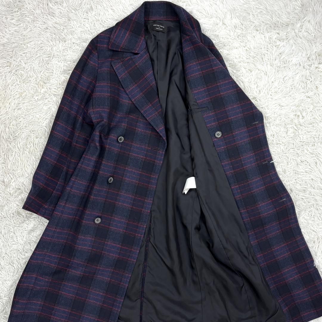 ☆完売品☆ レーヨン混　UNITED TOKYOチェック柄ロングコート　マキシ丈