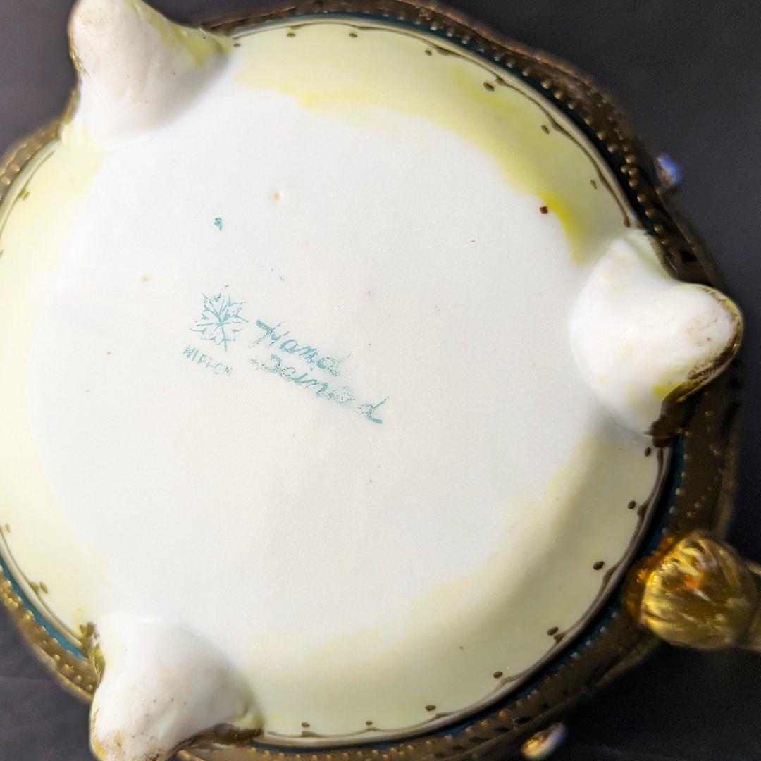 豪華金彩アールヌーボー 薔薇唐草模様 茶壷＆糖器セット 手彩金盛上 ニッポン