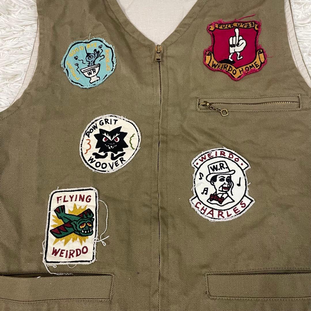 GLAD HAND WEIRDO 刺繍パッチ ベスト カーキ Lサイズ
