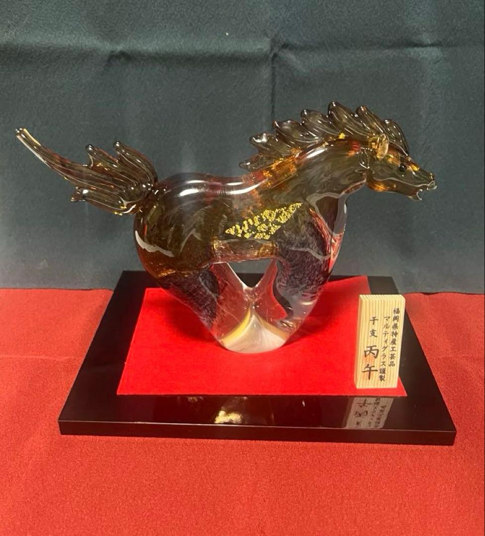 マルティグラス ガラス工芸品 開運.金運縁起干支置き物