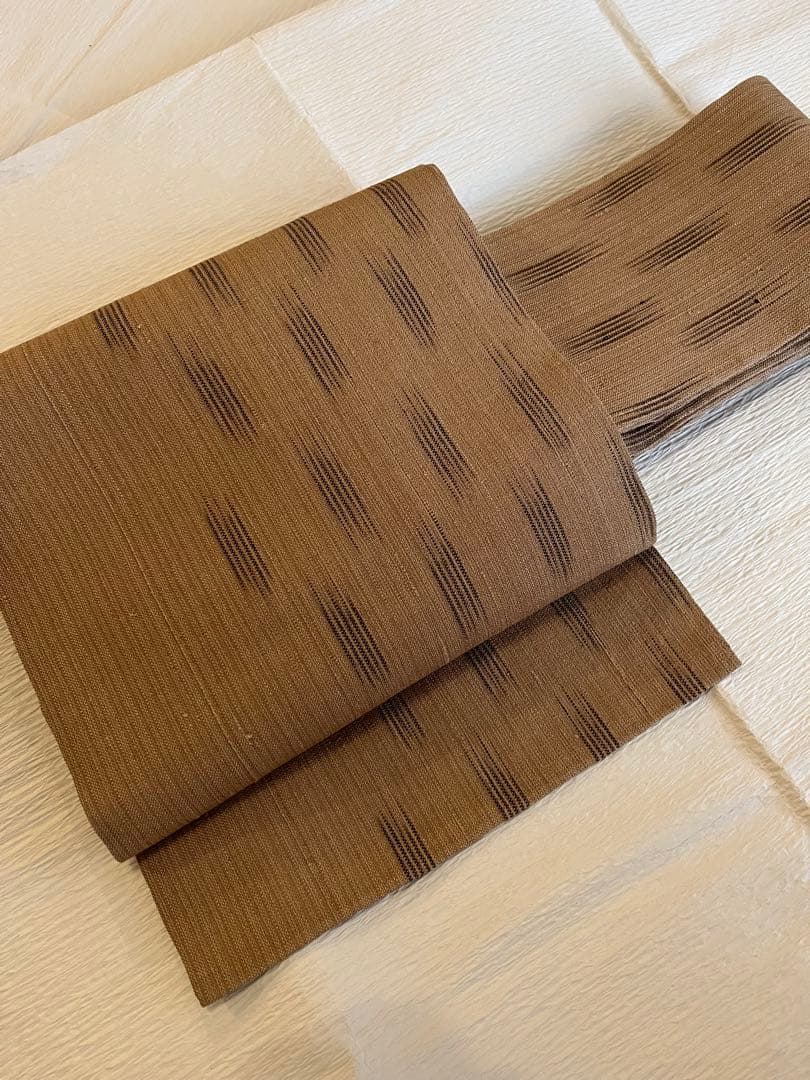 九寸名古屋帯　紬地　縦縞　超美品