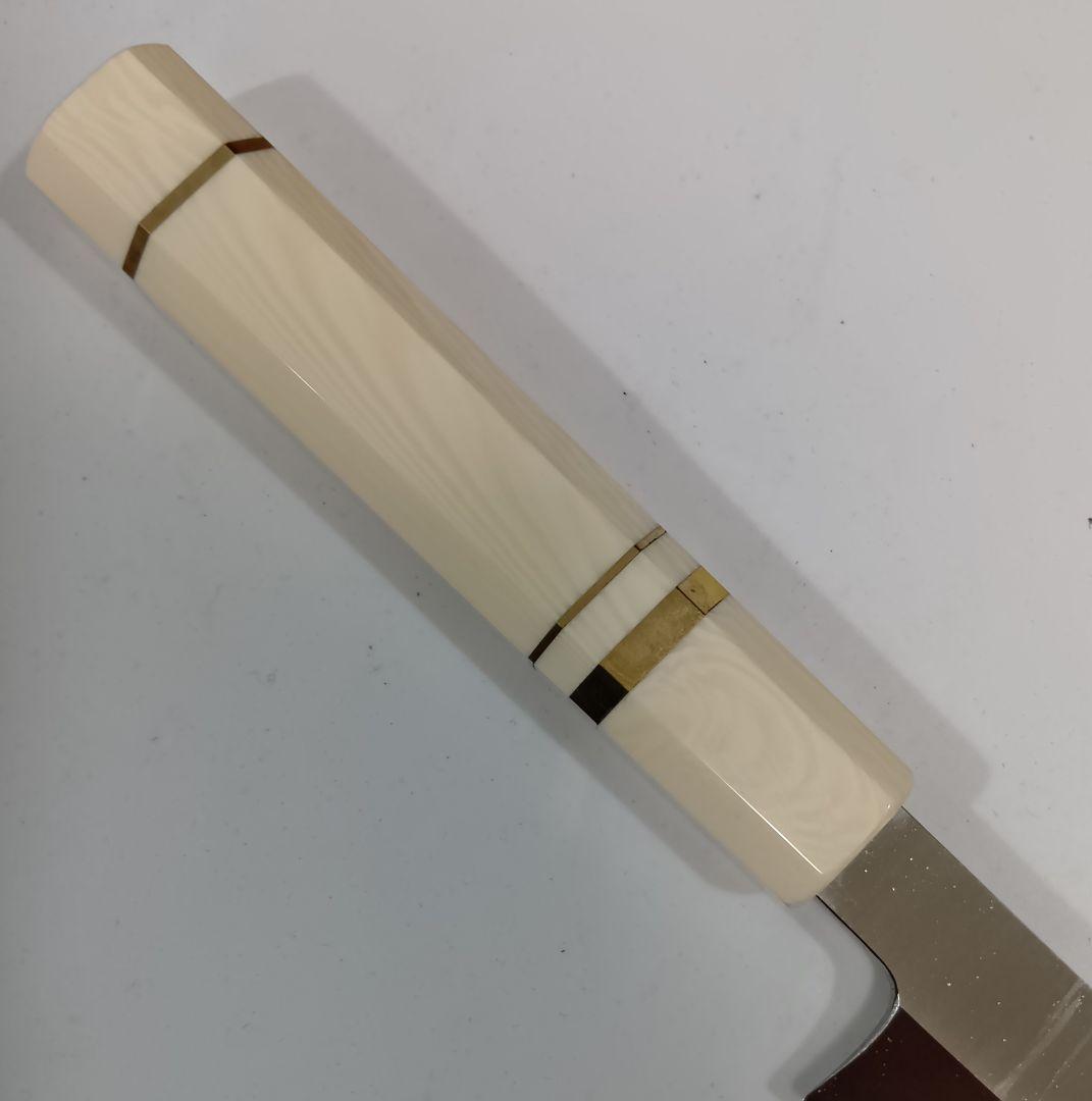 ステン本焼V金10号切付柳刃包丁27cm人工象牙八角柄