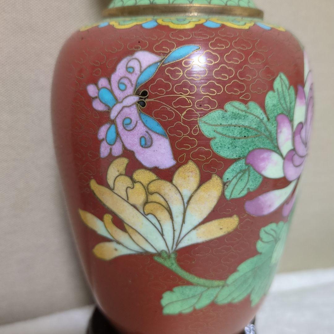 【匿名配送／色鮮やか／美品】伝統的中国風 花瓶 赤茶色と緑色２個セット