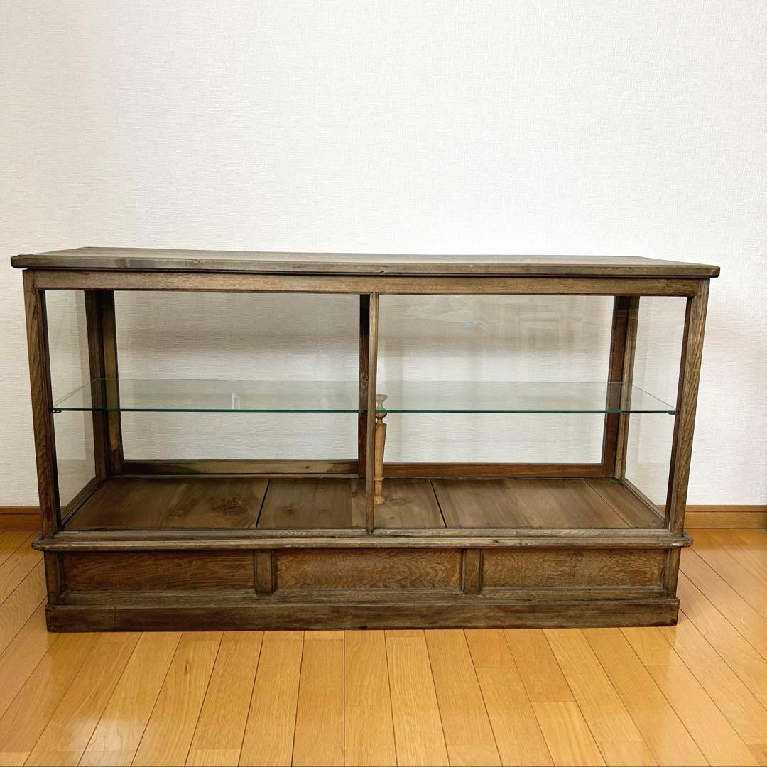 ガラス棚　（古家具・ビンテージ家具）