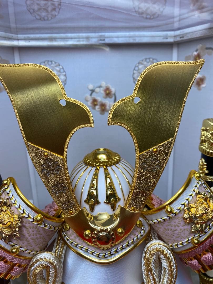 東京久月　五月人形　兜飾り　白塗り　六角形クリルケース入