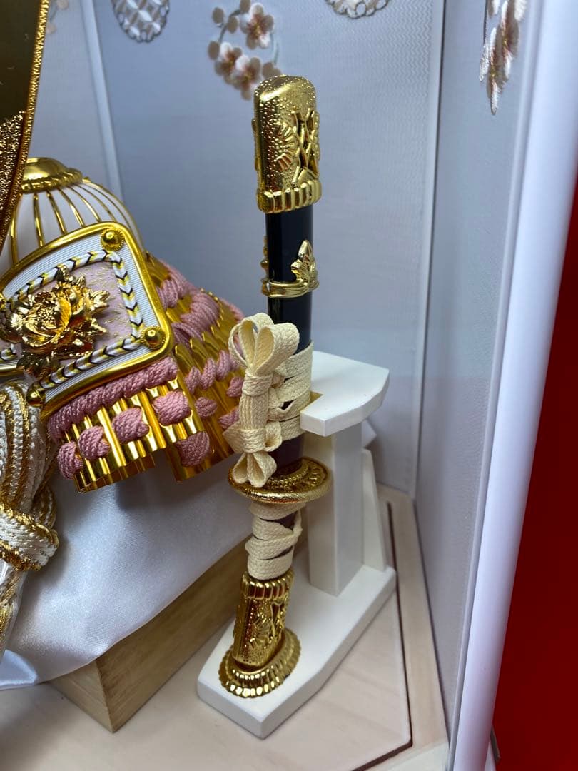 東京久月　五月人形　兜飾り　白塗り　六角形クリルケース入