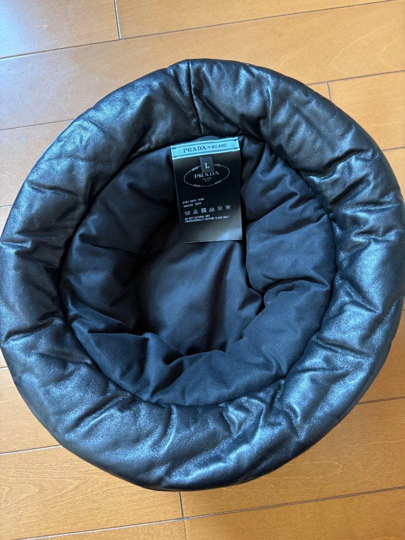 美品☆【PRADA】レザー バケット ハット L