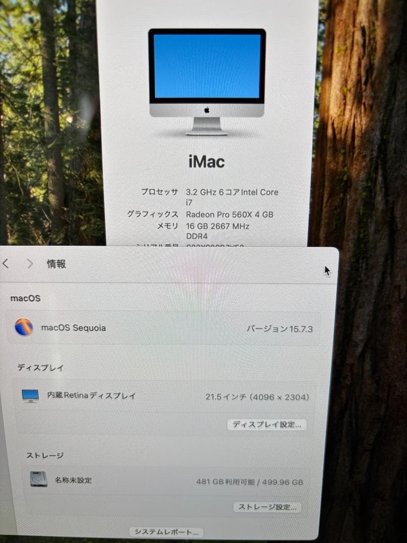 Macデスクトップ iMac 21.5 4K Core i7 / 16GB / 512GB SSD