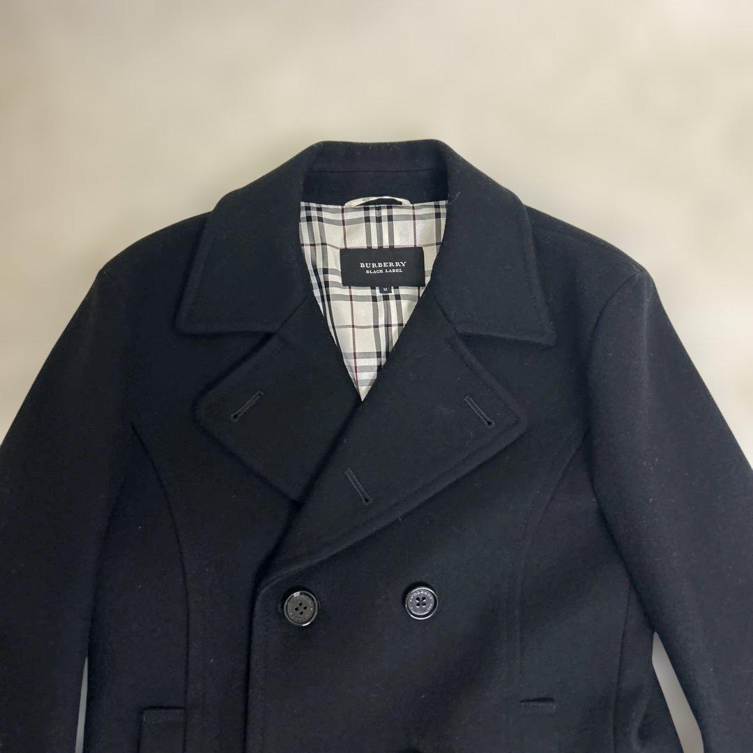 極美品　バーバリー　ブラックレーベル Pコート　ノバチェック　ブラック　ダブル