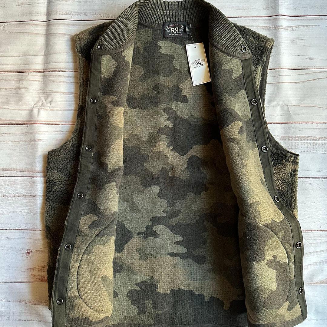 RRL フリース迷彩ベスト ダブルアールエル ラルフローレン M