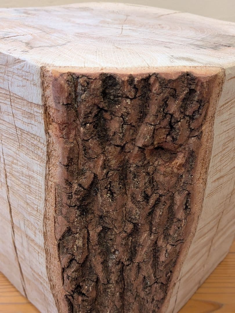 ​【極太・29kg】天然クヌギの丸太スツール／サイドテーブル（樹皮付き一点物）