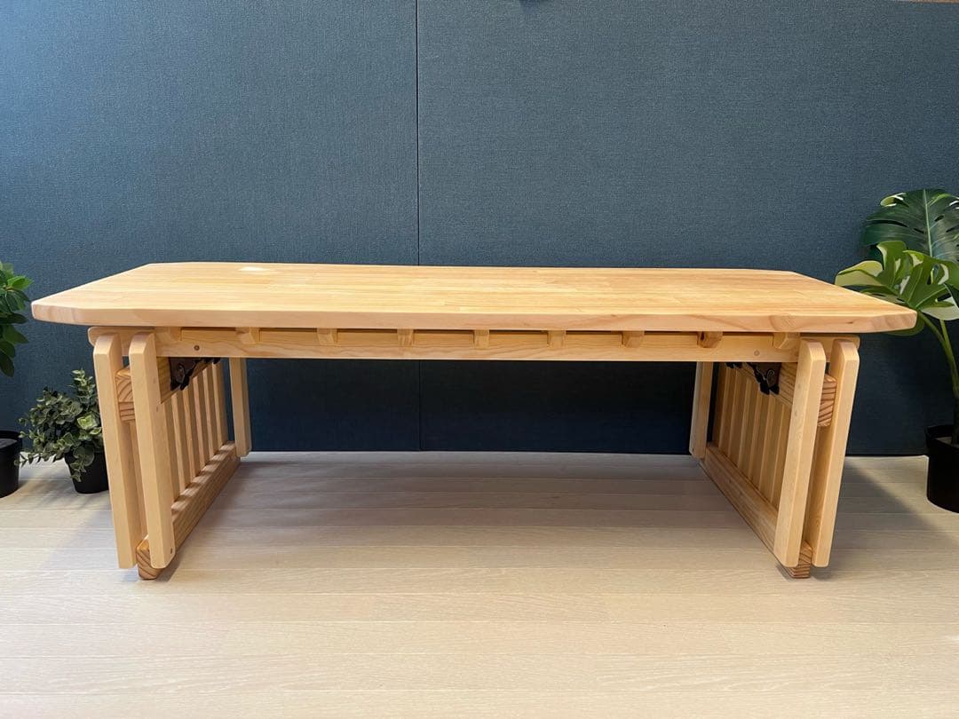 【送料無料】 ローテーブル 木組 やぐらテーブル 120cm パイン 折り畳み式