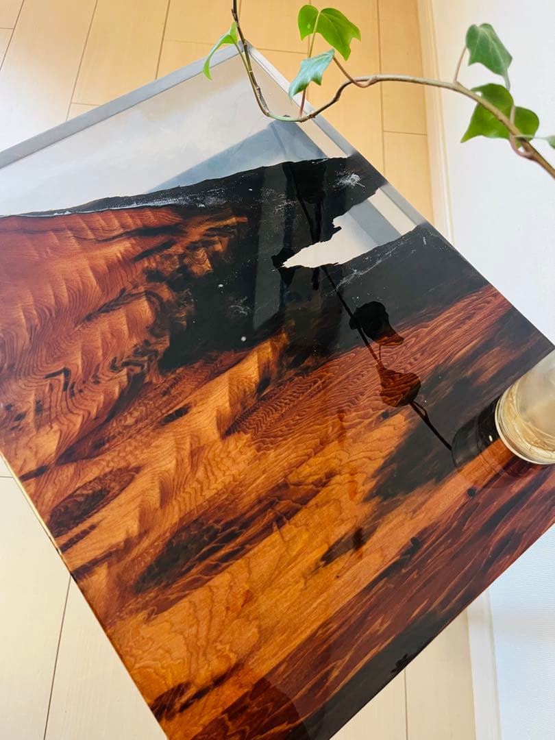 屋久杉　ソファテーブル　レジンテーブル　サイドテーブル