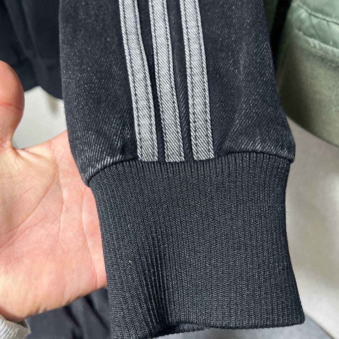 adidas ブラック ジップアップジャージ M デニム素材