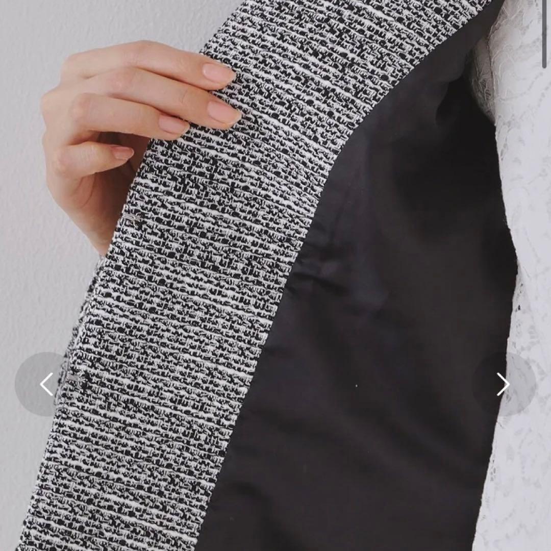 【新品未使用品】ツイード ノーカラージャケット オペーク ドット クリップ