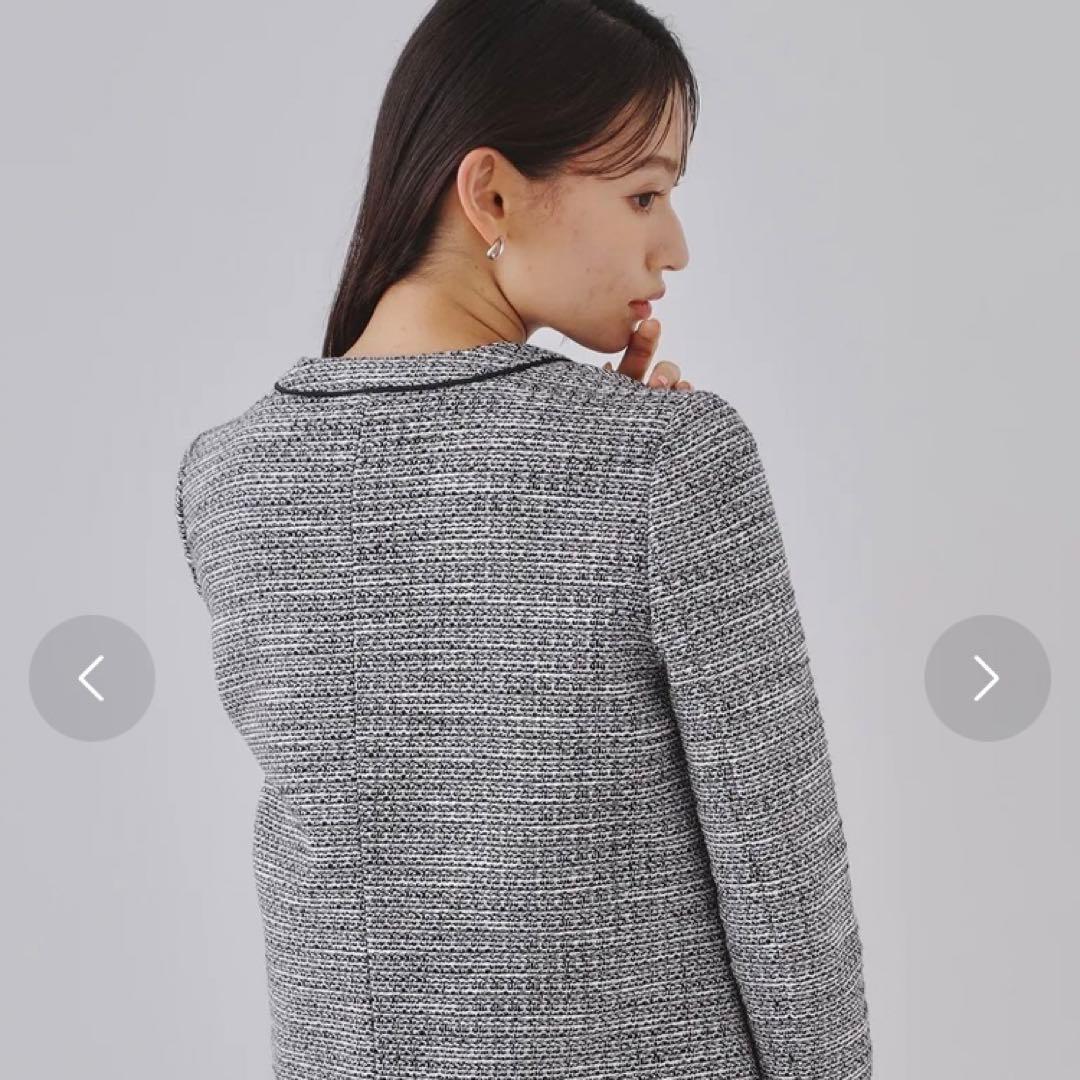 【新品未使用品】ツイード ノーカラージャケット オペーク ドット クリップ