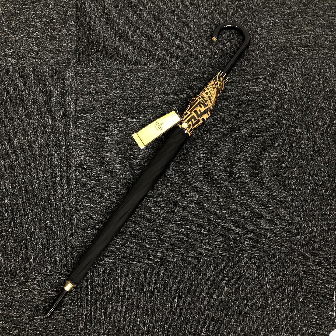 【未使用保管品】1E142/フェンディ/雨傘/ズッカ柄/FF/黒/茶/オールド