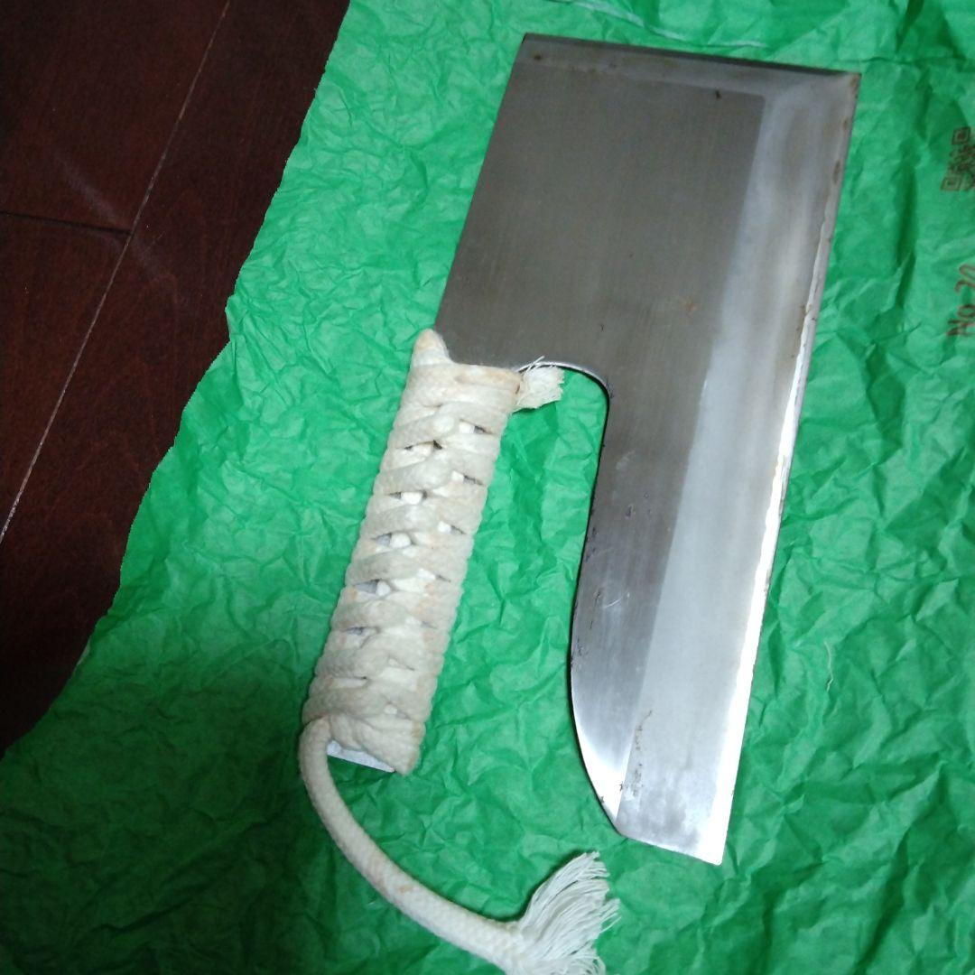 そば・麺切り包丁 紐巻きハンドル＋こま板