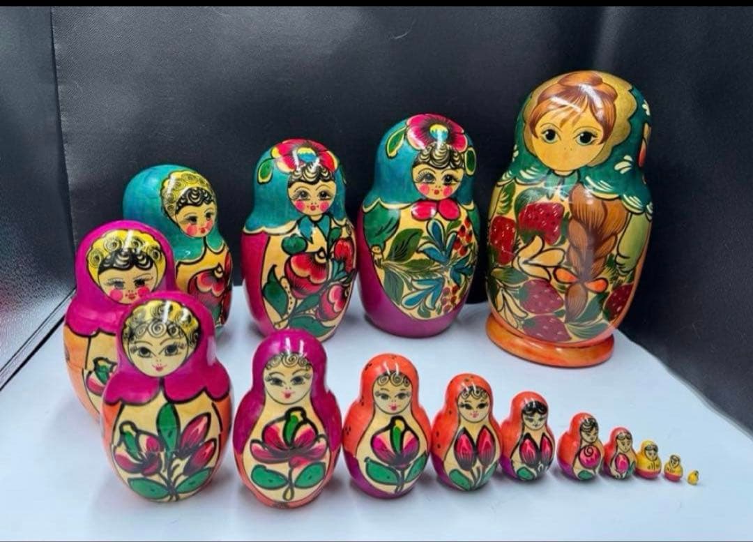 セール‼️ソビエト　アンティーク　マイダン地方　マトリョーシカ　15組　現状