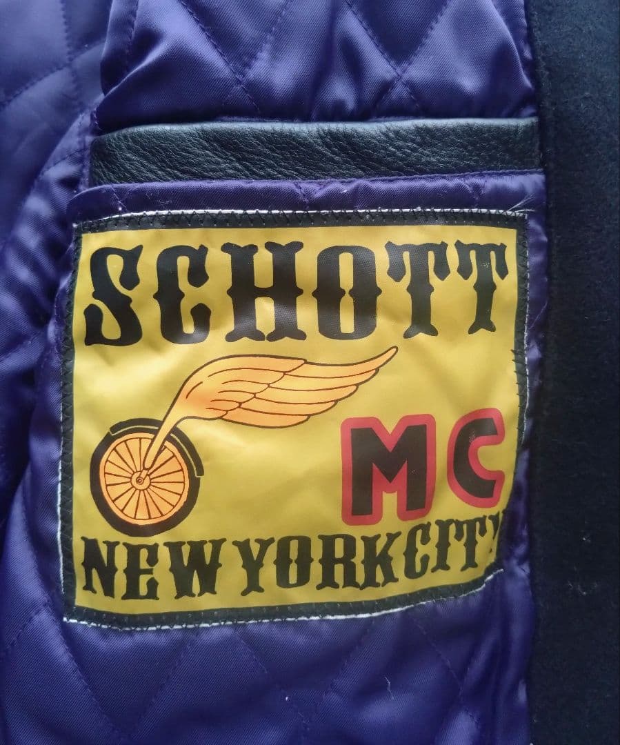 Schott 　ショット　スタジャン 黒 レザー