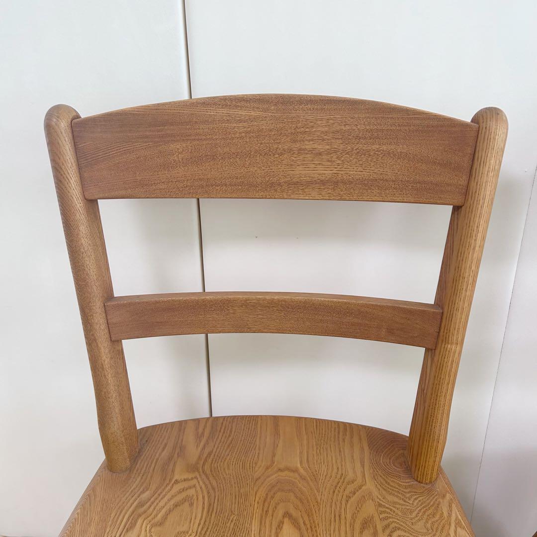 無垢材　ダイニングチェア　ナラ材　丸脚　虎斑　丸貫構造　天然木　リビング　2脚