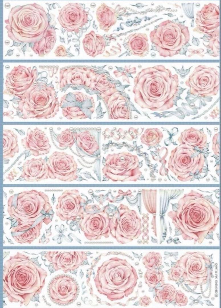 贝壳光 6cm×5m 罗莎恋曲 海外マステ　海外マスキングテープ　バラ