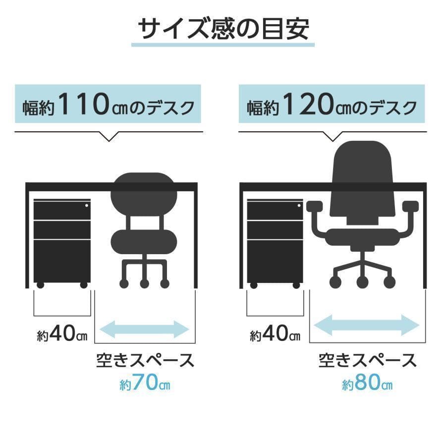 中古オフィスワゴン幅40 鍵付き 完成品 3段 キャスター付き ブラック