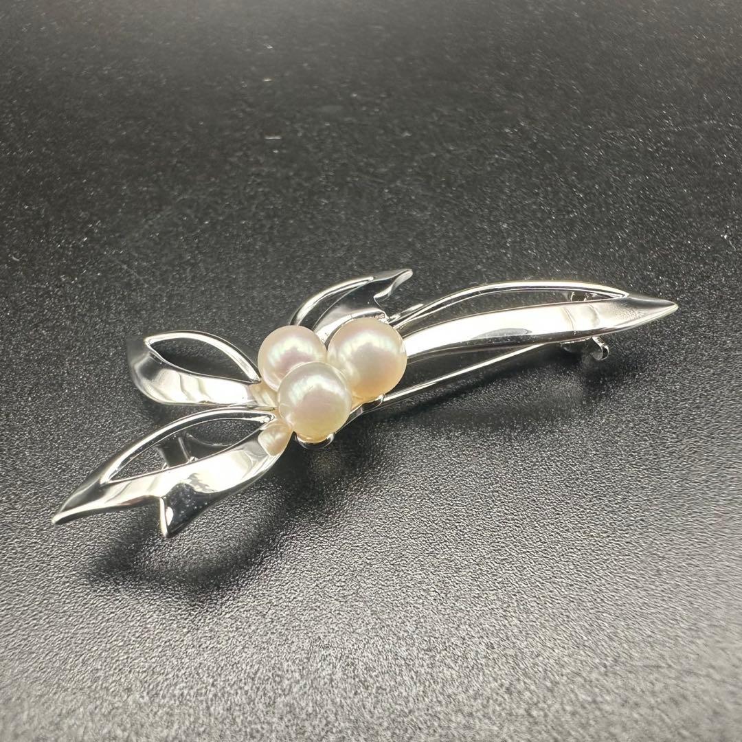 極美品✨　MIKIMOTO ミキモト　パール　ブローチ　ロゴ　刻印　1135