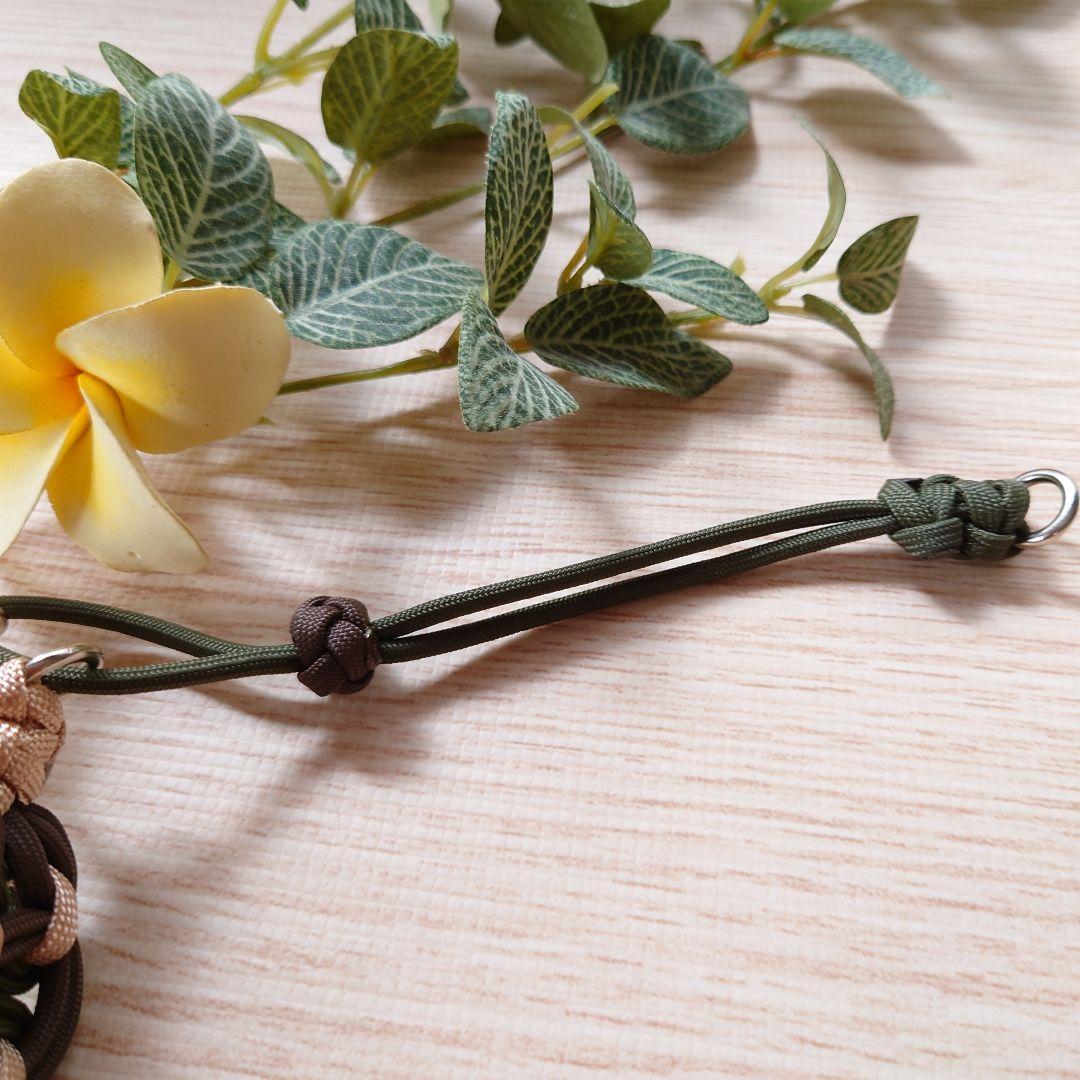 パラコード首輪　ハーフチョーク　秋カラー　オリーブ＆ブラウン　コンチョ付№101