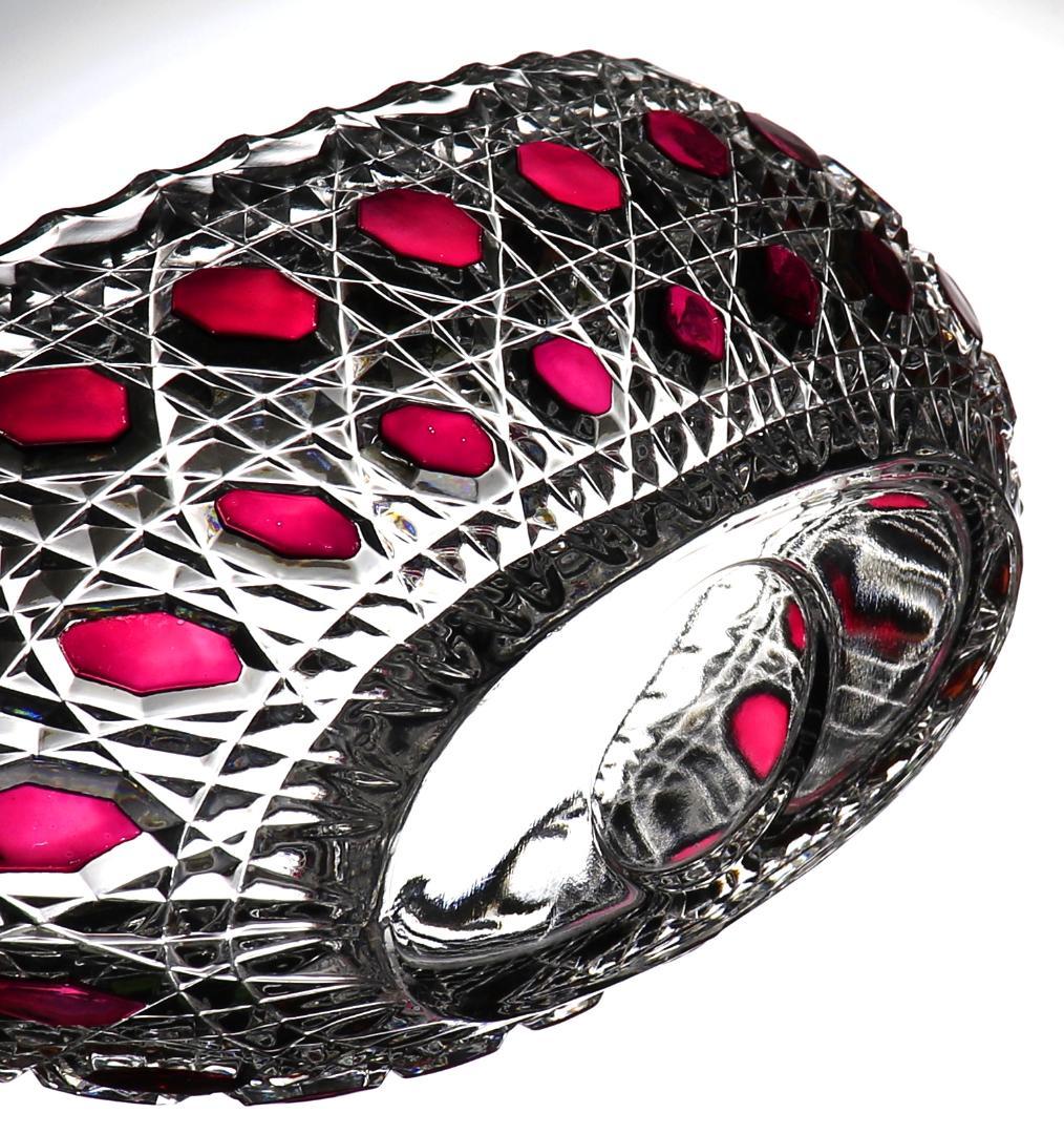 オールド・バカラ 上級作品 ルビー色被せ色装飾 大型鉢 ディアマン・ピエーリー