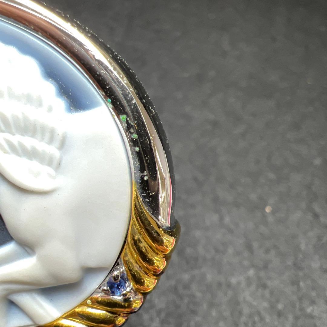 IEI 925刻印ストーンカメオネックレストップ　20g 東Y8-0206☆2F