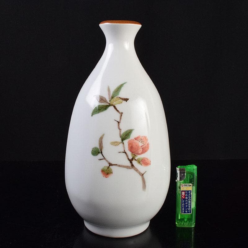 広瀬義之作　色絵　ぼけ之図　面取り壷　共布共箱　V　R9186B