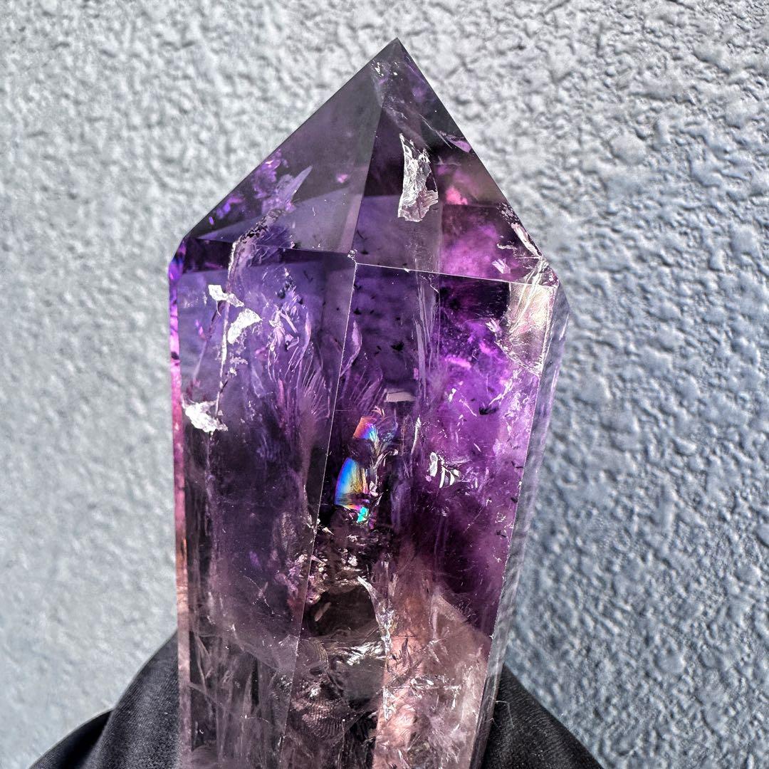 爆レア❗️ロマネサイト虹☆アメジストナチュラルポイントワンド ファントムA1416