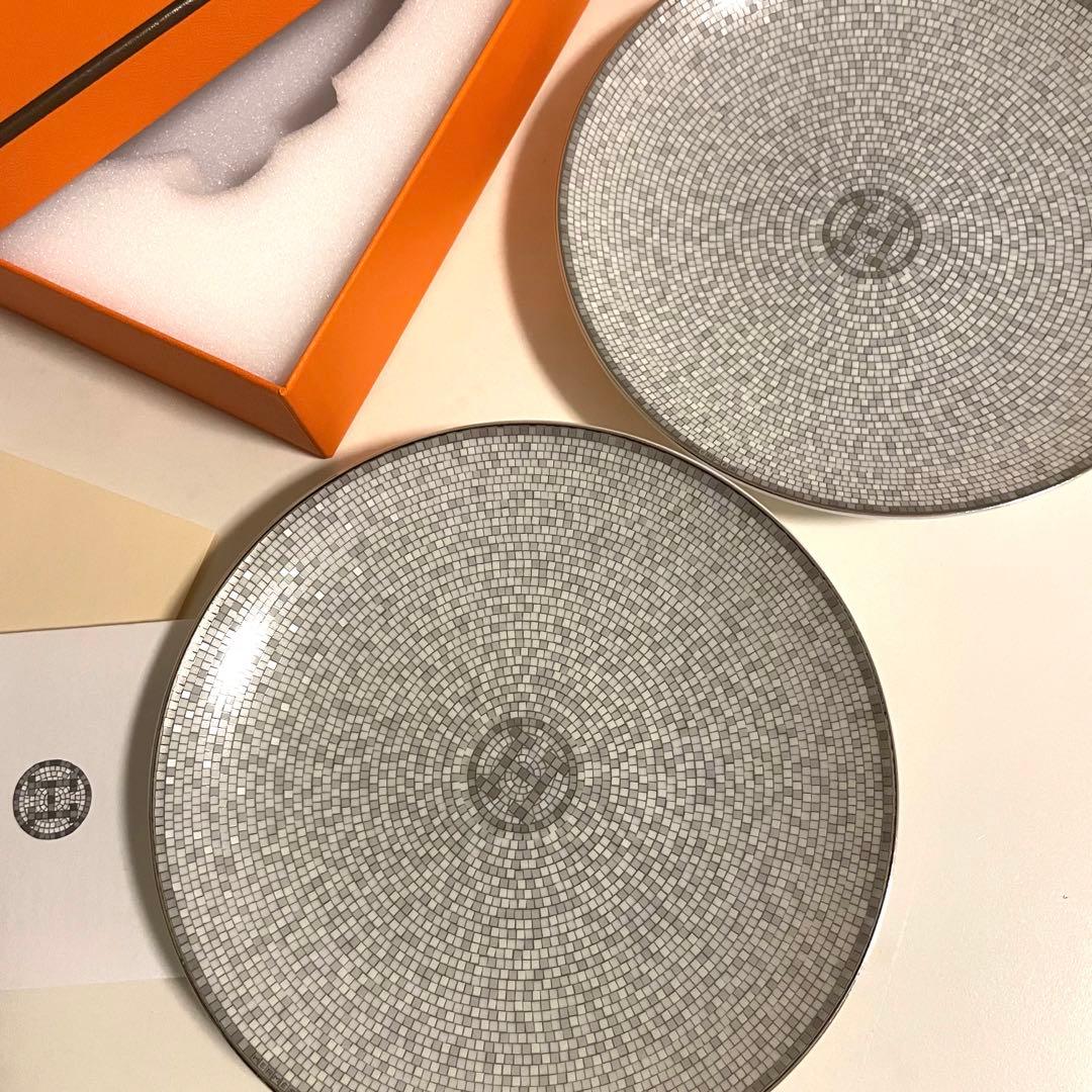 値下げしました！HERMES新品未使用モザイク24プラチナプレート