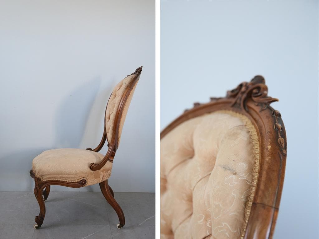 英国アンティーク猫脚ナーシングチェア/イス/ソファ/腰掛け椅子(89-272-1