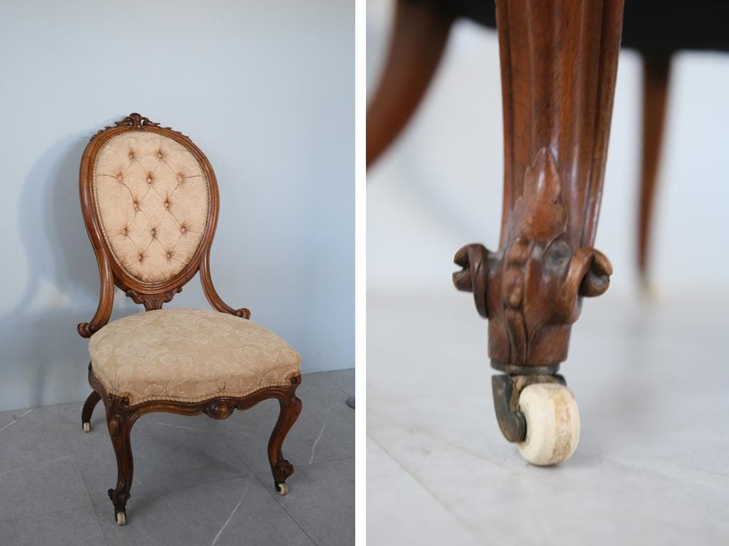 英国アンティーク猫脚ナーシングチェア/イス/ソファ/腰掛け椅子(89-272-1