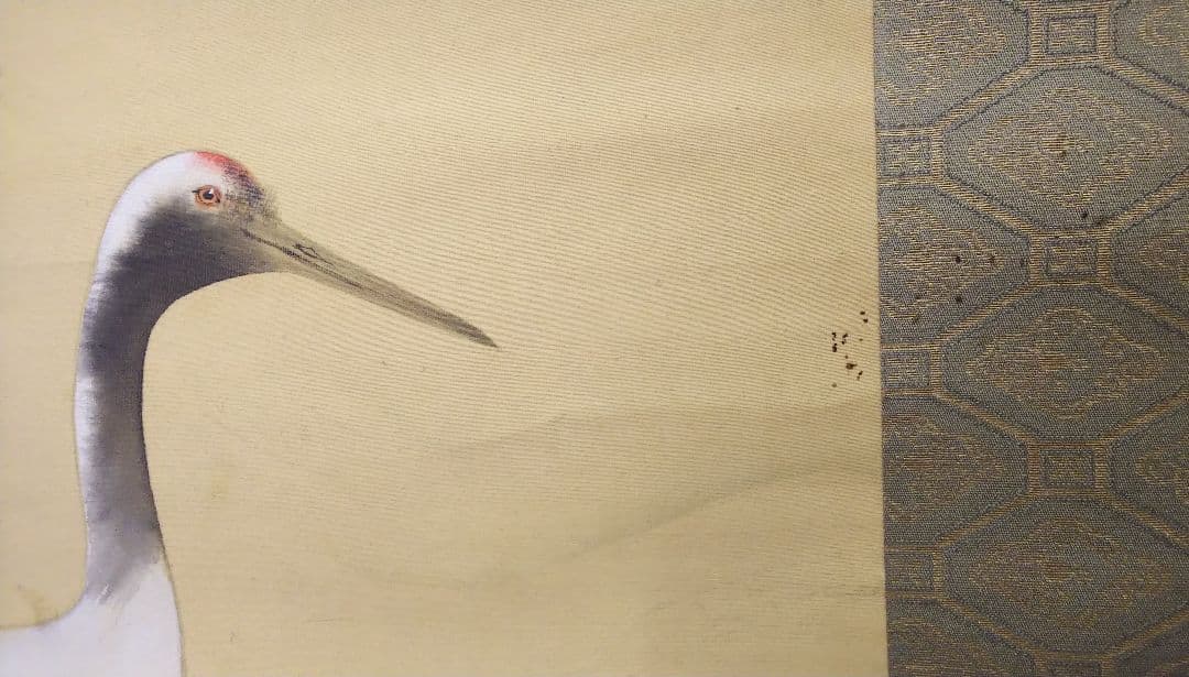 松下海辺双鶴　岩井昇山　掛け軸 　共箱付き