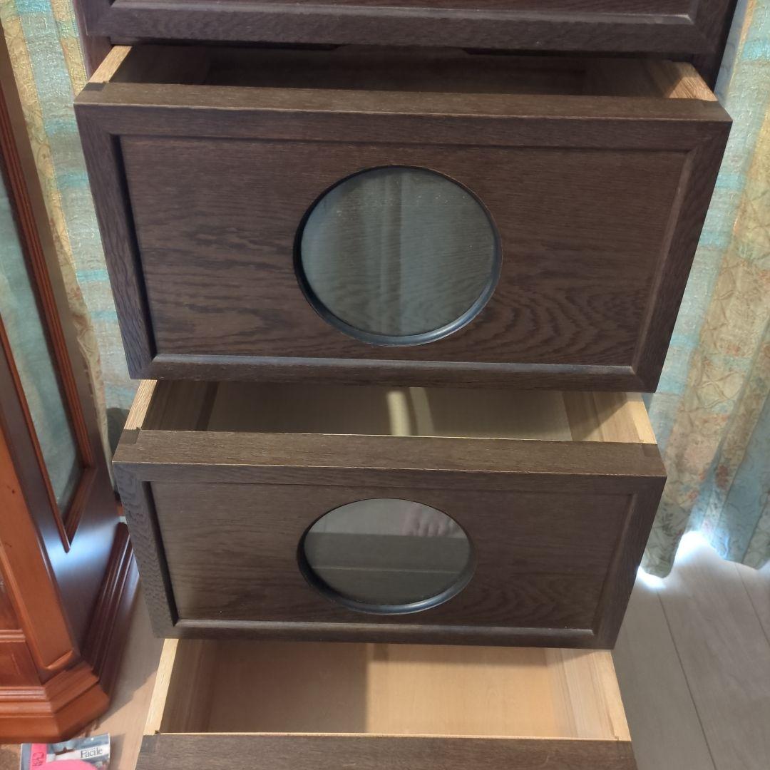 ダークブラウン 桐5段タンス 木製