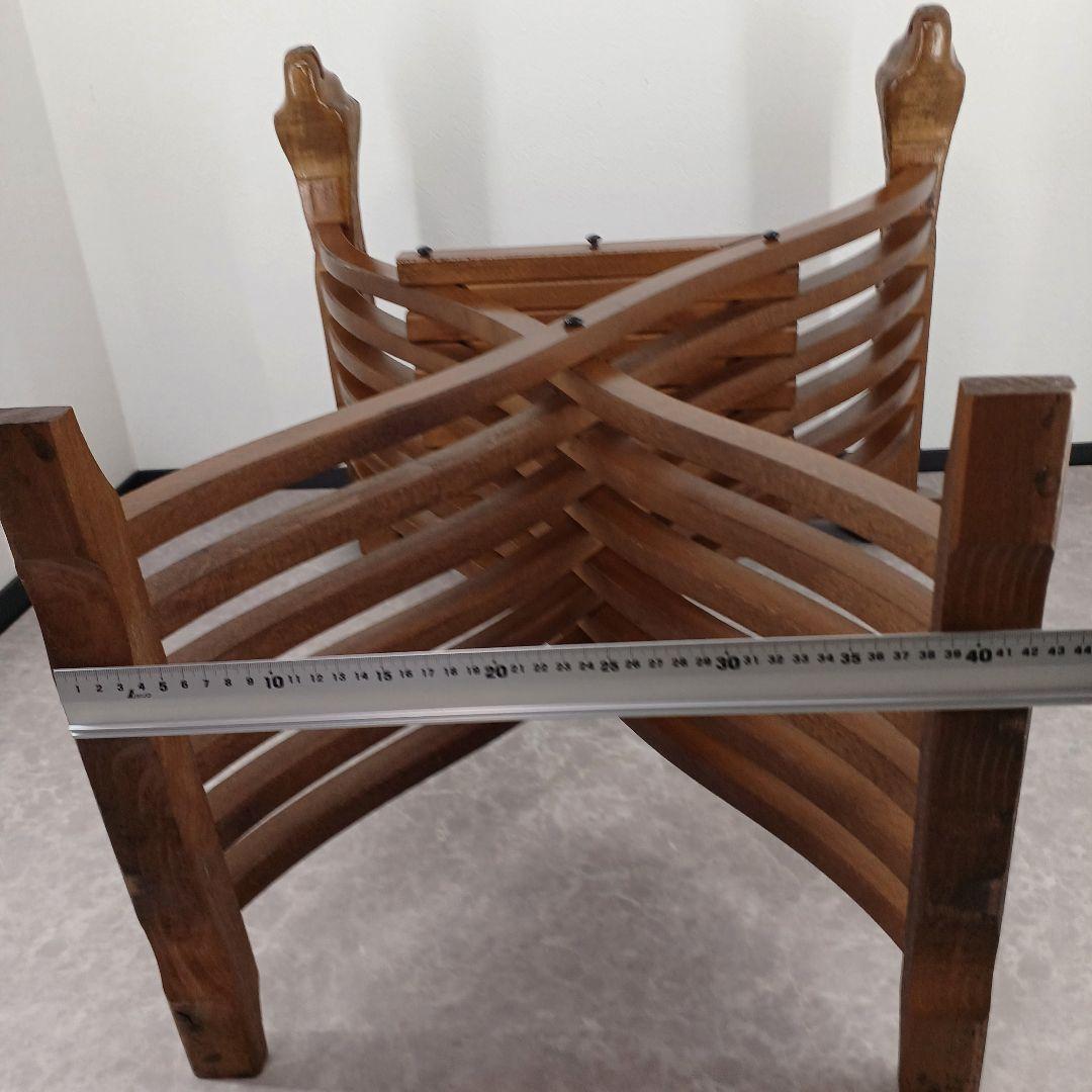 送料込み②アンティーク【ライオン頭部装飾の木製折りたたみ椅子】ヴィンテージ